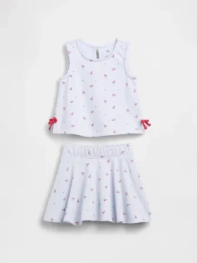 Vintagesoft-Skort-Set mit Schleife für Baby & Kleinkind