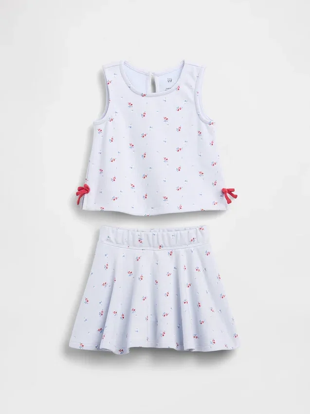 Vintagesoft-Skort-Set mit Schleife für Baby & Kleinkind