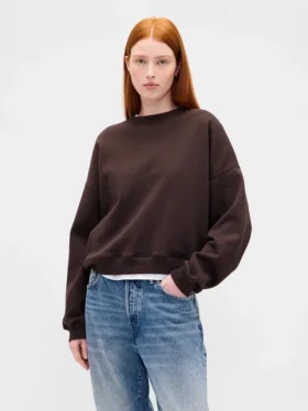 Vintagesoft Sweatshirt mit Keilausschnitt und Rundhalsausschnitt