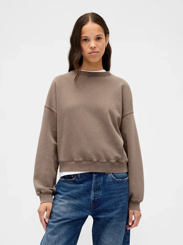 Vintagesoft Sweatshirt mit Keilausschnitt und Rundhalsausschnitt