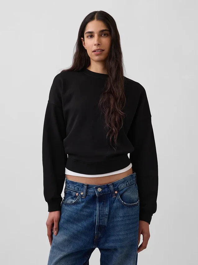 Vintagesoft Sweatshirt mit Keilausschnitt und Rundhalsausschnitt