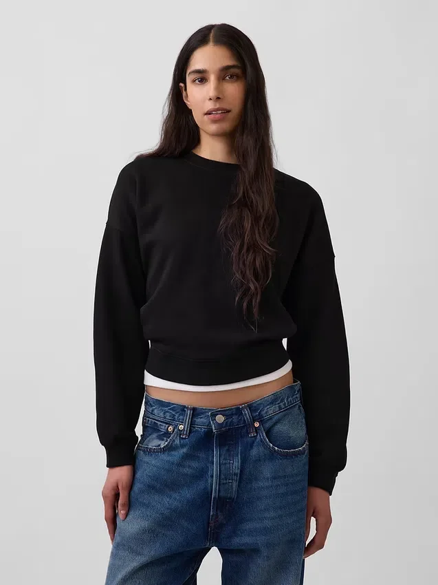 Vintagesoft Sweatshirt mit Keilausschnitt und Rundhalsausschnitt