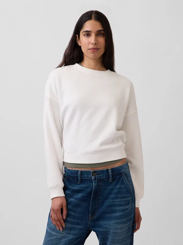 Vintagesoft Sweatshirt mit Keilausschnitt und Rundhalsausschnitt