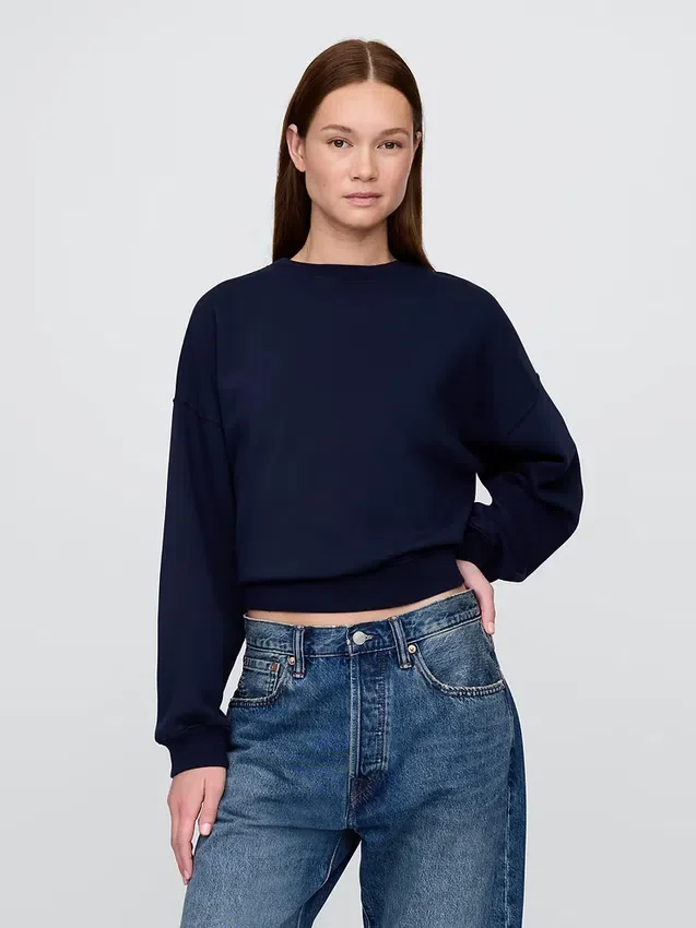 Vintagesoft Sweatshirt mit Keilausschnitt und Rundhalsausschnitt