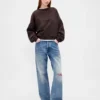 Vintagesoft Sweatshirt mit Keilausschnitt und Rundhalsausschnitt