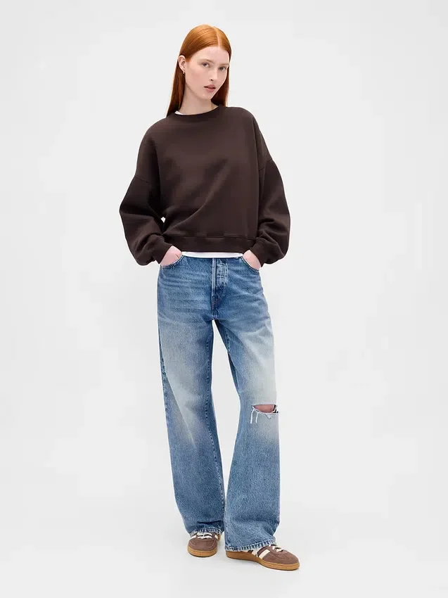 Vintagesoft Sweatshirt mit Keilausschnitt und Rundhalsausschnitt