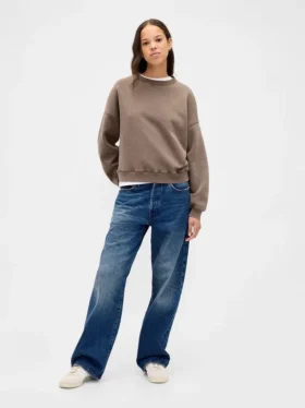 Vintagesoft Sweatshirt mit Keilausschnitt und Rundhalsausschnitt
