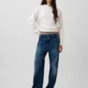 Vintagesoft Sweatshirt mit Keilausschnitt und Rundhalsausschnitt