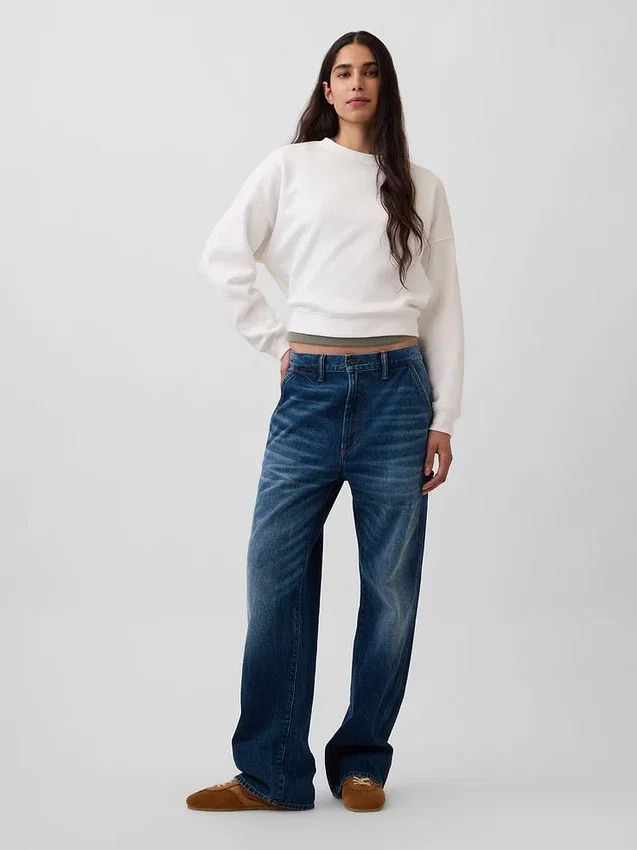 Vintagesoft Sweatshirt mit Keilausschnitt und Rundhalsausschnitt