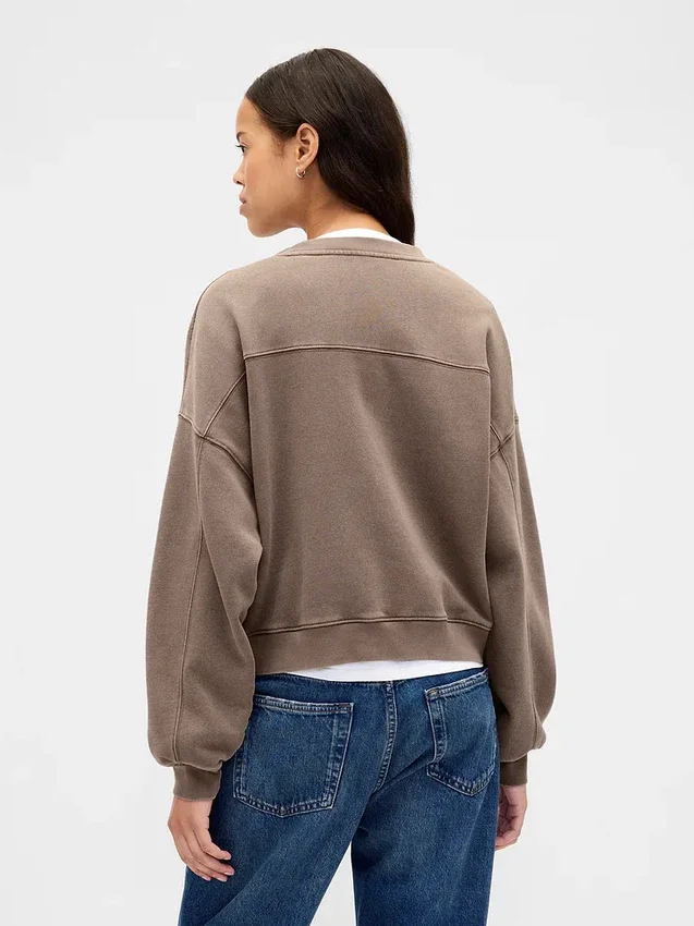 Vintagesoft Sweatshirt mit Keilausschnitt und Rundhalsausschnitt
