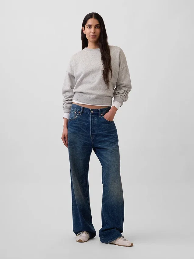 Vintagesoft Sweatshirt mit Keilausschnitt und Rundhalsausschnitt
