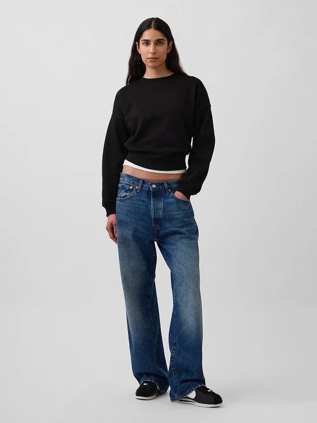 Vintagesoft Sweatshirt mit Keilausschnitt und Rundhalsausschnitt