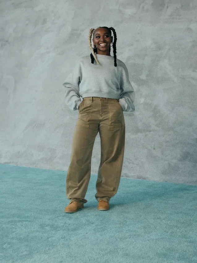 Vintagesoft Sweatshirt mit Keilausschnitt und Rundhalsausschnitt