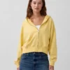 Vintagesoft Terry-Kapuzenpullover mit Reißverschluss