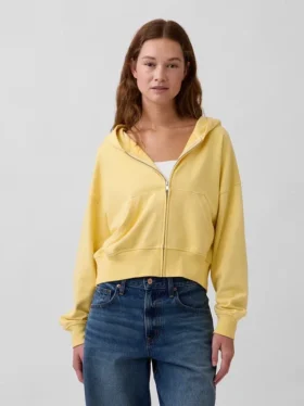 Vintagesoft Terry-Kapuzenpullover mit Reißverschluss