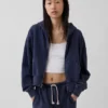 Vintagesoft Terry-Kapuzenpullover mit Reißverschluss