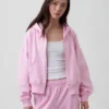 Vintagesoft Terry-Kapuzenpullover mit Reißverschluss