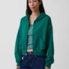 Vintagesoft Terry-Kapuzenpullover mit Reißverschluss