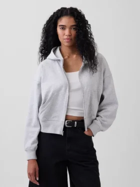 Vintagesoft Terry-Kapuzenpullover mit Reißverschluss