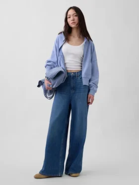 Vintagesoft Terry-Kapuzenpullover mit Reißverschluss