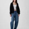 Vintagesoft Terry-Kapuzenpullover mit Reißverschluss