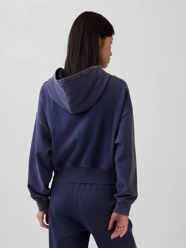 Vintagesoft Terry-Kapuzenpullover mit Reißverschluss