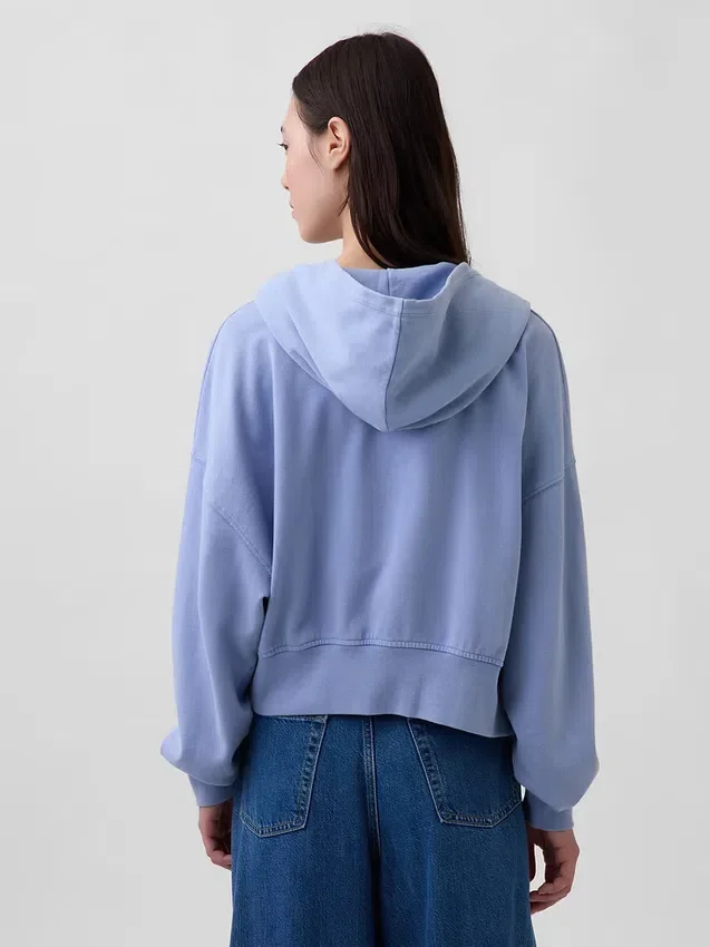 Vintagesoft Terry-Kapuzenpullover mit Reißverschluss