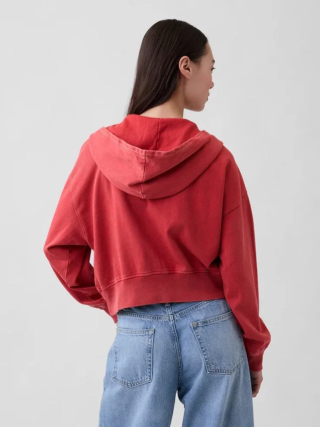 Vintagesoft Terry-Kapuzenpullover mit Reißverschluss