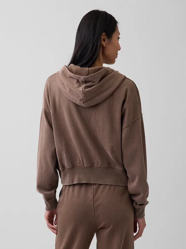 Vintagesoft Terry-Kapuzenpullover mit Reißverschluss