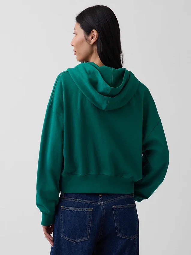 Vintagesoft Terry-Kapuzenpullover mit Reißverschluss