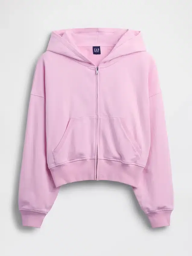 Vintagesoft Terry-Kapuzenpullover mit Reißverschluss