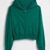 Vintagesoft Terry-Kapuzenpullover mit Reißverschluss