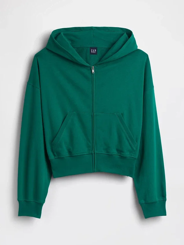 Vintagesoft Terry-Kapuzenpullover mit Reißverschluss