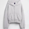 Vintagesoft Terry-Kapuzenpullover mit Reißverschluss