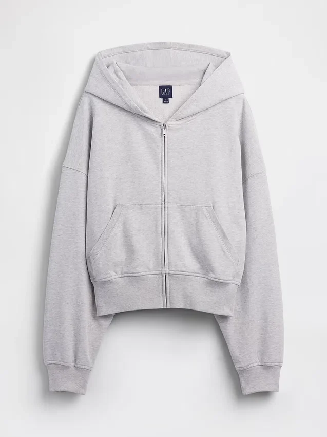 Vintagesoft Terry-Kapuzenpullover mit Reißverschluss