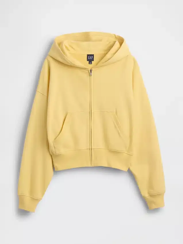 Vintagesoft Terry-Kapuzenpullover mit Reißverschluss