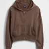 Vintagesoft Terry-Kapuzenpullover mit Reißverschluss
