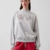 Vintagesoft Terry Oversize-Sweatshirt mit Stehkragen und Logo