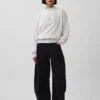Vintagesoft Terry Oversize-Sweatshirt mit Stehkragen und Logo
