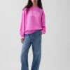 Vintagesoft Terry Oversize-Sweatshirt mit Stehkragen und Logo