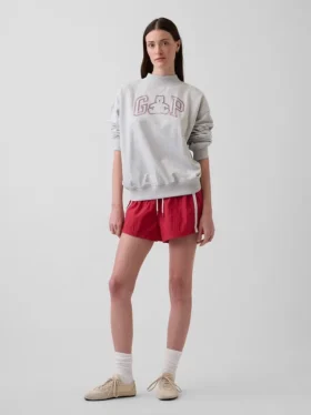 Vintagesoft Terry Oversize-Sweatshirt mit Stehkragen und Logo