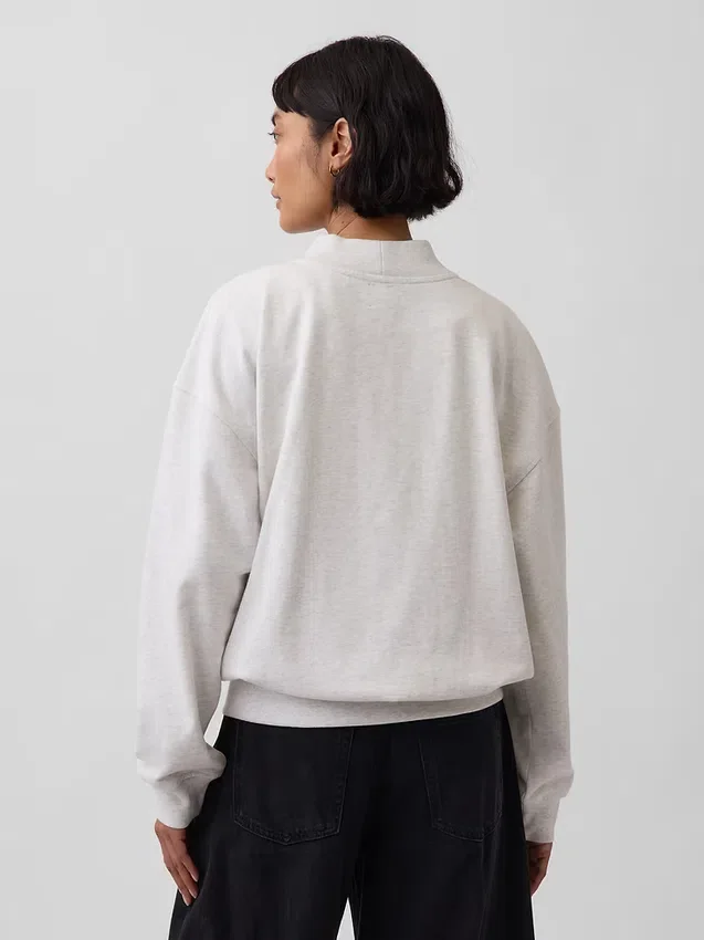 Vintagesoft Terry Oversize-Sweatshirt mit Stehkragen und Logo