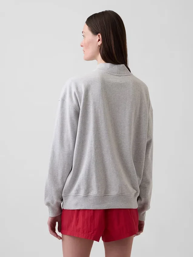 Vintagesoft Terry Oversize-Sweatshirt mit Stehkragen und Logo