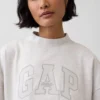 Vintagesoft Terry Oversize-Sweatshirt mit Stehkragen und Logo