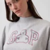Vintagesoft Terry Oversize-Sweatshirt mit Stehkragen und Logo