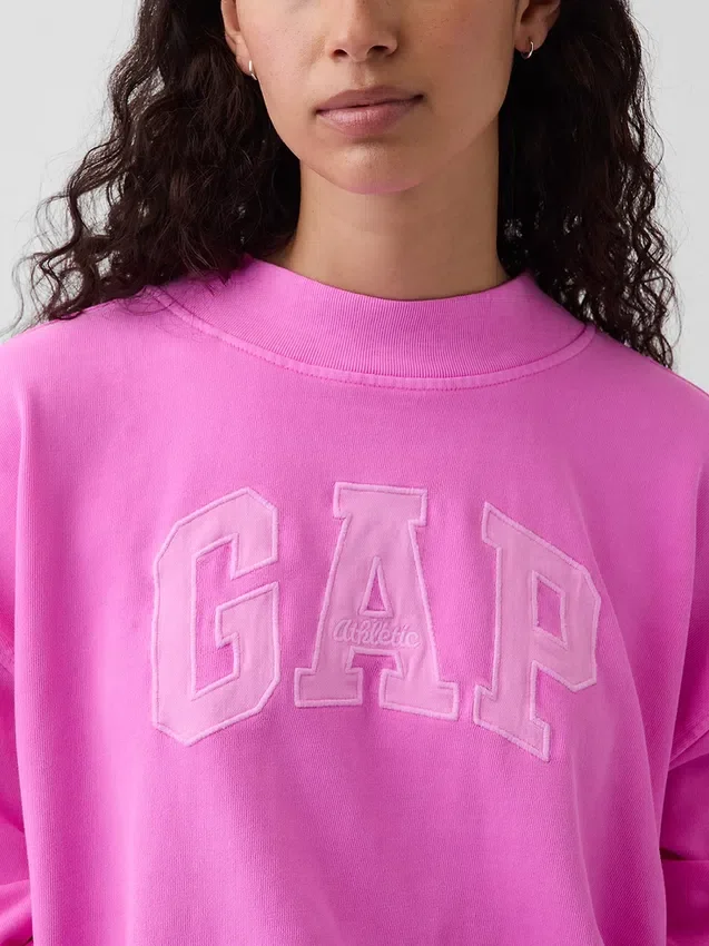 Vintagesoft Terry Oversize-Sweatshirt mit Stehkragen und Logo