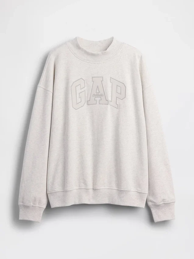 Vintagesoft Terry Oversize-Sweatshirt mit Stehkragen und Logo