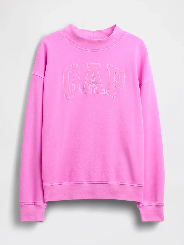 Vintagesoft Terry Oversize-Sweatshirt mit Stehkragen und Logo