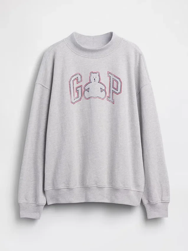 Vintagesoft Terry Oversize-Sweatshirt mit Stehkragen und Logo