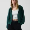 Vintagesoft Terry Oversized-Hoodie mit Keilausschnitt und Reißverschluss